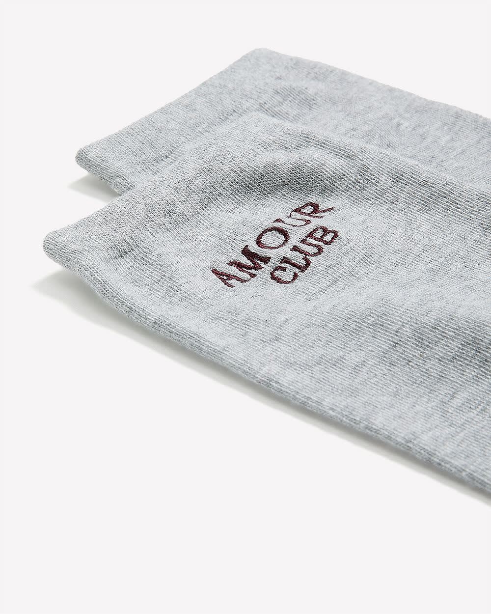 Grey Crew Socks with Amour Club Placement Print