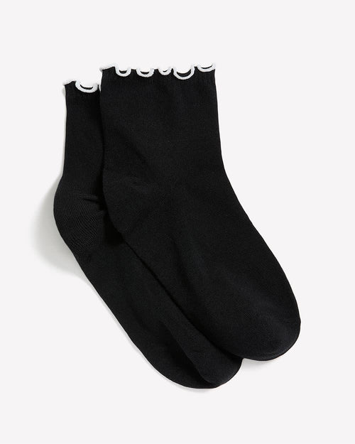 Ankle Socks with Contrasting Lettuce Edge
